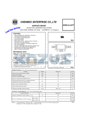 SSM14LAPT datasheet - SCHOTTKY BARRIER RECTIFIER