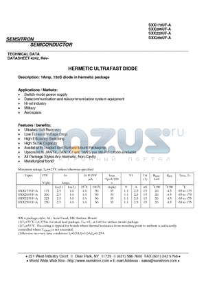 SSM175UF-A datasheet - HERMETIC ULTRAFAST DIODE