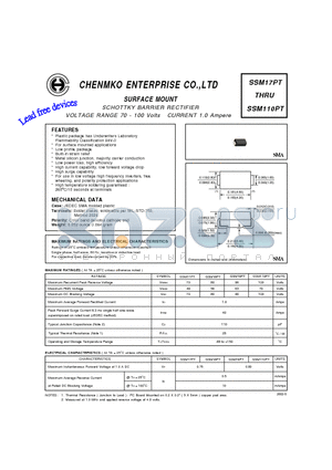 SSM17PT datasheet - SCHOTTKY BARRIER RECTIFIER