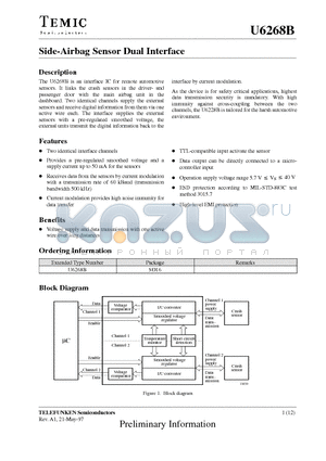 U6268B datasheet - Side-Airbag Sensor Dual Interface