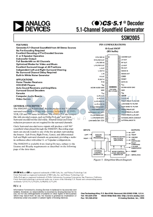 SSM2005 datasheet - Decoder 5.1-Channel Soundfield Generator