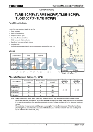 TLRE16CP datasheet - Panel Circuit Indicator