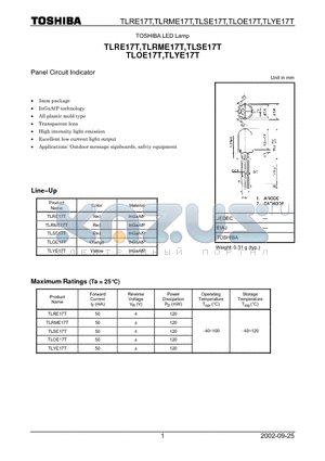 TLRE17T datasheet - Panel Circuit Indicator
