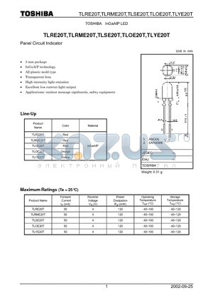 TLRE20T datasheet - Panel Circuit Indicator