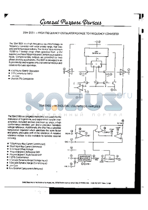 SSM2031 datasheet - HIGH FREQUENCY OSCILLATER/VOLTAGE TO FREQUENCY CONVERTER