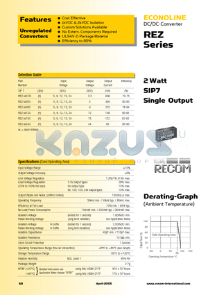 REZ-1205S datasheet - ECONOLINE - DC/DC CONVERTER