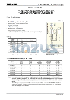 TLRE27C datasheet - Panel Circuit Indicator