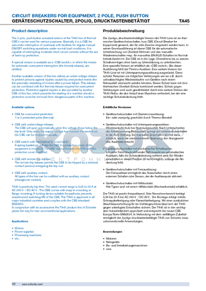 TA45-ABKVFZ05 datasheet - CIRCUIT BREAKERS FOR EQUIPMENT