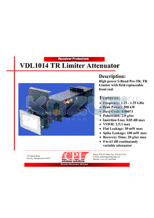 VDL1014 datasheet - TR Limiter Attenuator