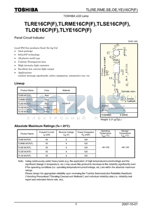 TLRME16CP datasheet - Panel Circuit Indicator