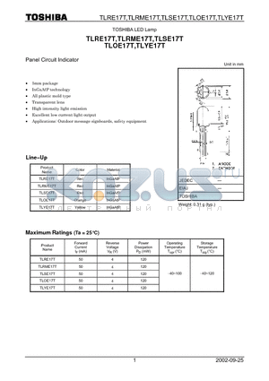 TLRME17T datasheet - Panel Circuit Indicator