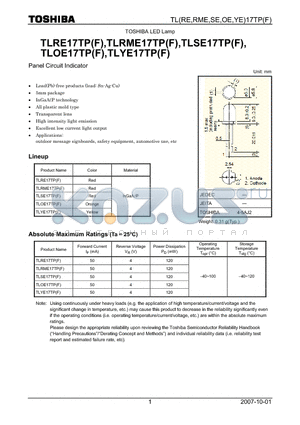 TLRME17TPF datasheet - Panel Circuit Indicator