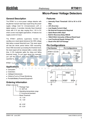 RT9811-47CB datasheet - RT9811-47CB