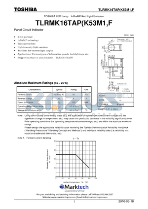 TLRMK16TAPK53M1 datasheet - Panel Circuit Indicator