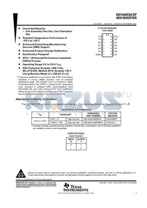 SN74AHC04MPWREPG4 datasheet - HEX INVERTER