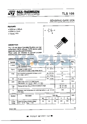 TLS106 datasheet - SENSITIVE GATE SCR