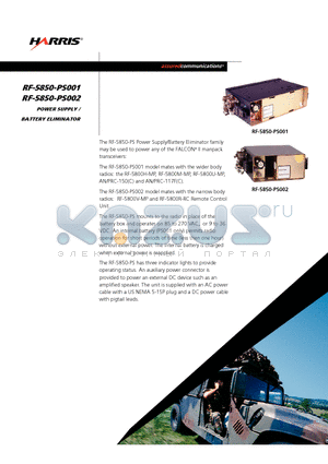 RF-5850-PS002 datasheet - POWER SUPPLY BATTERY ELIMINATOR