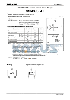 SSM3J304T_10 datasheet - Power Management Switch Applications High-Speed Switching Applications