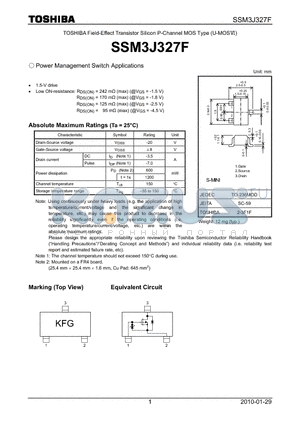 SSM3J327F datasheet - Field-Effect Transistor Silicon P-Channel MOS Type (U-MOS)