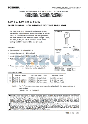 TA48M04F datasheet - 2.5V, 3V, 3.3V, 3.45V, 4V, 5V THREE TERMINAL LOW DROPOUT VOLTAGE REGULATOR