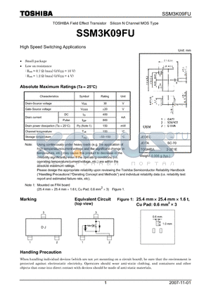 SSM3K09FU_07 datasheet - High Speed Switching Applications