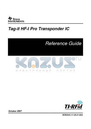 RF-HDT-SJLS-G1 datasheet - Tag-it HF-I Pro Transponder IC