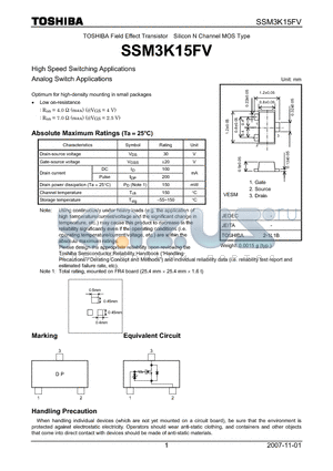 SSM3K15FV_07 datasheet - High Speed Switching Applications