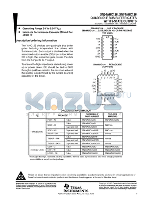 SN74AHC126DBR datasheet - QUADRUPLE BUS BUFFER GATES WITH 3-STATE OUTPUTS