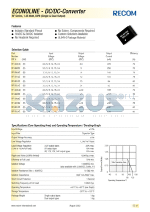 RF-XX3.3S datasheet - ECONOLINE - DC/DC-Converter