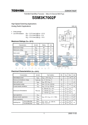 SSM3K7002F_05 datasheet - High-Speed Switching Applications