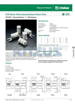 TLS_05 datasheet - Telecommunications Power Fuse