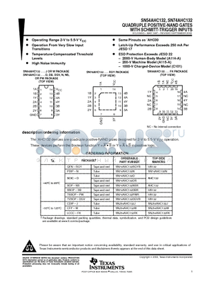 SN74AHC132D datasheet - QUADRUPLE POSITIVE-NAND GATES WITH SCHMITT-TRIGGER INPUTS