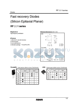RF1001T2D datasheet - Fast recovery Diodes (Silicon Epitaxial Planar)