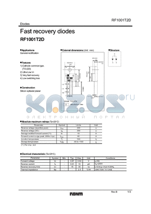 RF1001T2D datasheet - Fast recovery diodes
