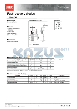 RF1001T2D datasheet - Fast recovery diodes