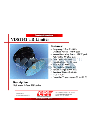 VDS1142 datasheet - TR Limiter