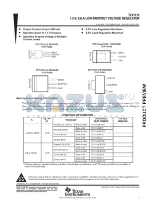 TLV1112 datasheet - 1.2-V, 0.8-A LOW-DROPOUT VOLTAGE REGULATOR