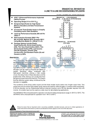 SN74AHC138DB datasheet - 3-LINE TO 8-LINE DECODERS/DEMULTIPLEXERS