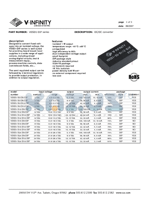 VDSD1-S12-DI12-DIP datasheet - DC/DC converter