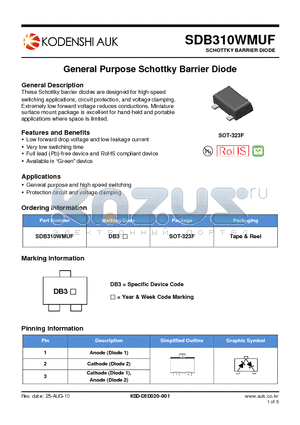 SDB310WMUF datasheet - General Purpose Schottky Barrier Diode