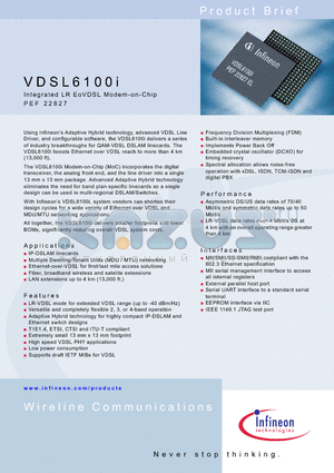 VDSL6100I datasheet - Integrated LR EoVDSL Modem-on-Chip