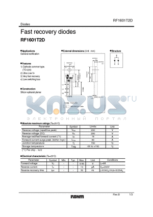 RF1601T2D datasheet - Fast recovery diodes