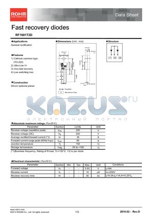 RF1601T2D datasheet - Fast recovery diodes