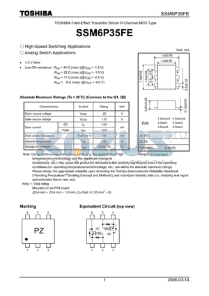 SSM6P35FE datasheet - High-Speed Switching Applications Analog Switch Applications
