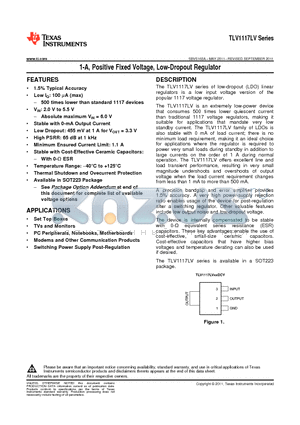 TLV1117LV datasheet - 1-A, Positive Fixed Voltage, Low-Dropout Regulator