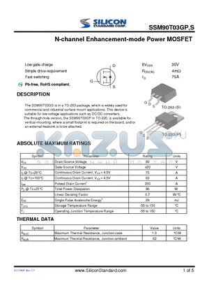 SSM90T03GP datasheet - N-channel Enhancement-mode Power MOSFET