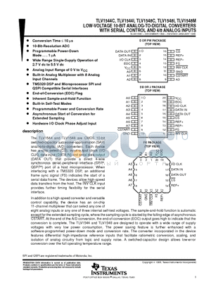 TLV1544IDR datasheet - LOW-VOLTAGE 10-BIT ANALOG-TO-DIGITAL CONVERTERS WITH SERIAL CONTROL AND 4/8 ANALOG INPUTS