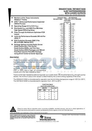 SN74AHC16540DGGR datasheet - 16-BIT BUFFERS/DRIVERS WITH 3-STATE OUTPUTS