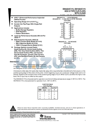 SN74AHC174D datasheet - HEX D-TYPE FLIP-FLOPS WITH CLEAR