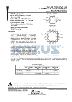 TLV1549CDR datasheet - 10-BIT ANALOG-TO-DIGITAL CONVERTERS WITH SERIAL CONTROL